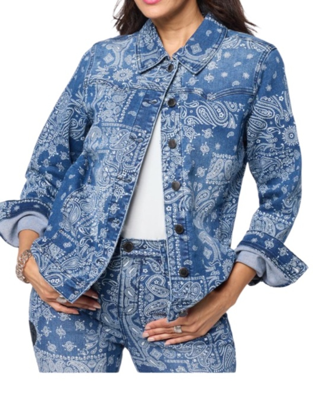 NWT- PLUS D&G Blue Paisley Print Denim Jacket